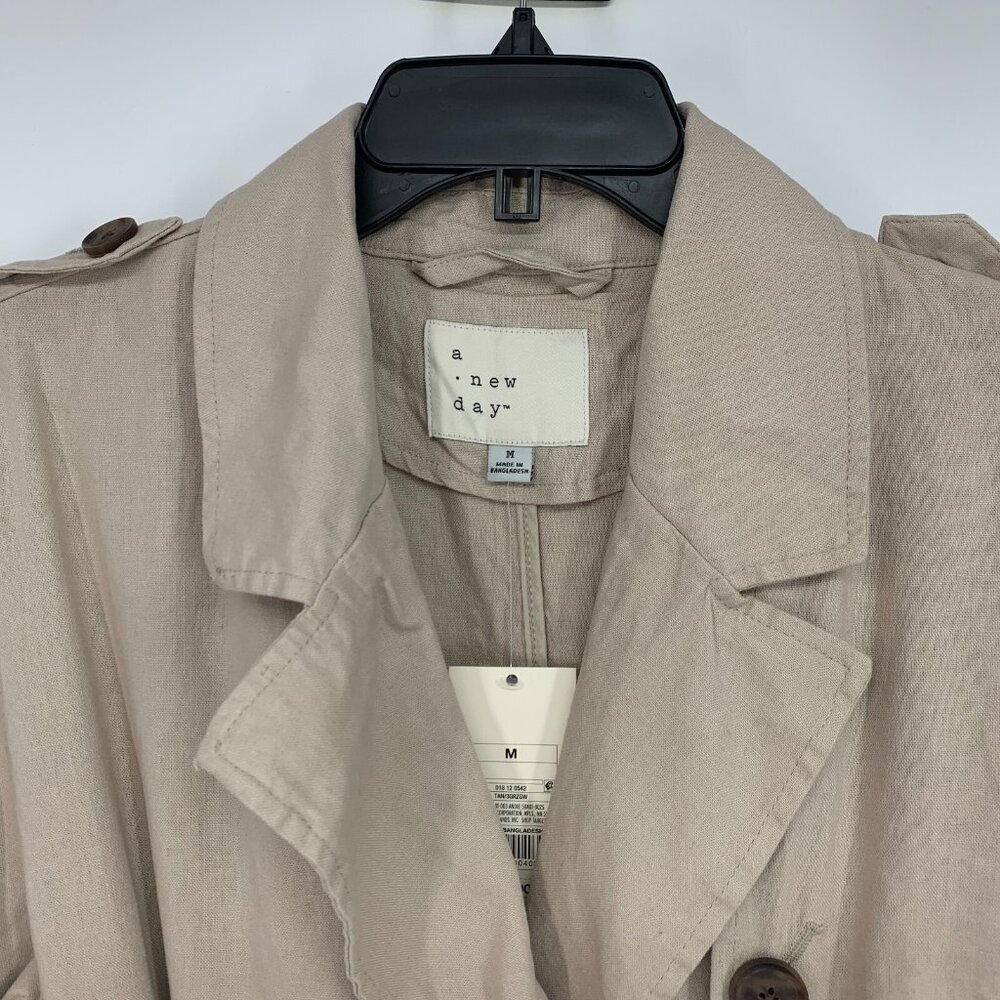 A New Day Trench Coat Linen Blend Double Breasted Jacket NWT - Picture 3 of 11